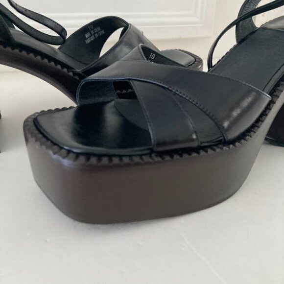 NIB Jeffery Campbell Free People Naomi Black Leather Platform Heels Sz 10 - Picture 5 of 11